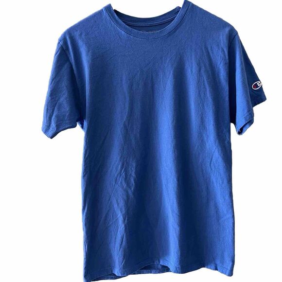 Champion Men’s Blue Athletic Back Logo Short Sleeve Crew Neck T-Shirt Sz Medium - Picture 1 of 11
